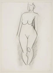 Donna nuda in piedi vista di fronte