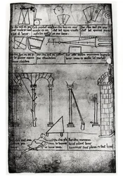 Ms.Fr.19093 fol.20v Figure geometriche per la costruzione, archi e uomo che misura l