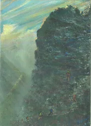 Ascesa rocciosa su montagna