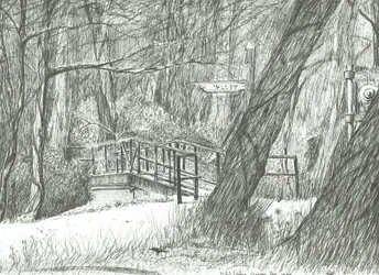 Il vecchio ponte di metallo, parco di Bramhall