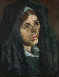 Testa di una contadina con scialle verde, 1885
