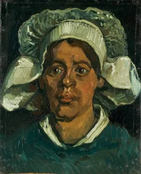 Testa di una contadina con cappuccio bianco, 1884-1885