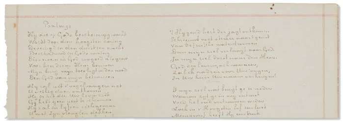 Manoscritto autografo, trascrizioni di testi biblici in olandese