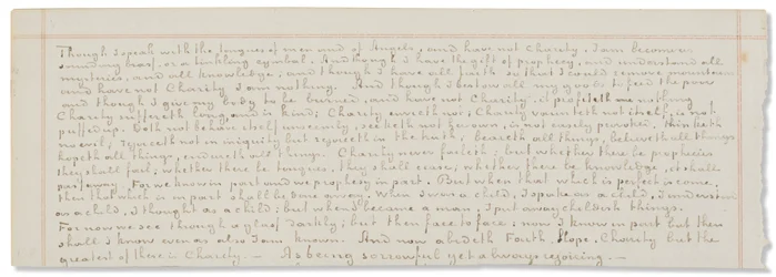 Manoscritto autografo, trascrizioni di testi biblici in inglese