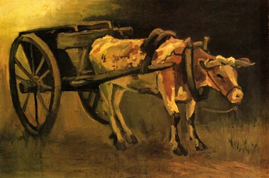 Carrello con bue rosso e bianco