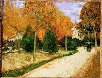 Giardino in autunno o parco pubblico (dipinto su tela)