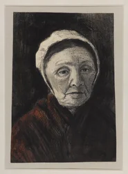 Testa di una vecchia donna con cappello di Scheveninger, 1882-83
