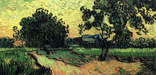 Paesaggio con il castello di Auvers al tramonto