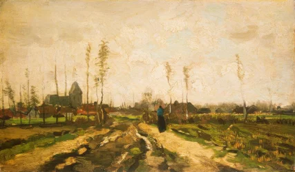 Paesaggio con chiesa e case