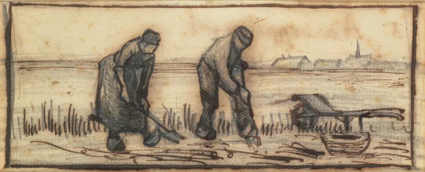 La raccolta delle patate, da una serie di quattro disegni che rappresentano le quattro stagioni