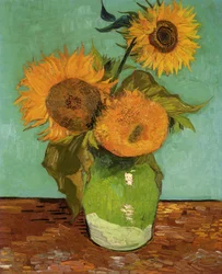 Tre girasoli in un vaso