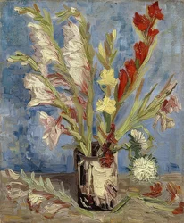 Vaso con gladioli e astri