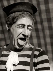 Ritratto di clown, Italia, 1950 circa (stampa alla gelatina d