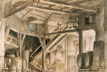 Scenografia di Francesco Bagnara per Norma, opera di Vincenzo Bellini, rappresentata al Teatro La Fenice di Venezia