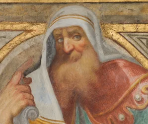 Navata centrale, Plume Fourth North Span, Vincenzo Campi 1573, Busto con Profeta (dettaglio)