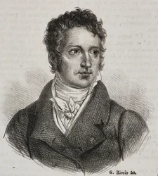 Ritratto di Vincenzo Camuccini (1771-1844), pittore e restauratore italiano, litografia di Gaetano Riccio da Poliorama Pittoresco, n 16, 23 novembre