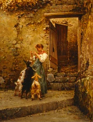 Contadino con capre
