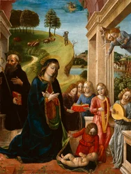 Adorazione del Bambino con San Benedetto e angeli