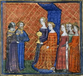 Re Salomone riceve la Regina di Saba dalla Bibbia historiale di Guiart des Moulins, 1400-1415
