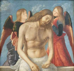 Cristo morto sorretto da due angeli