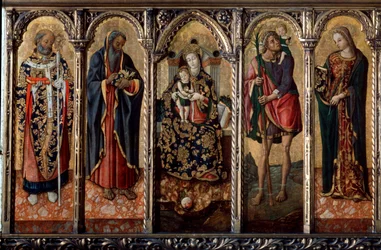 Madonna col Bambino e Santi polittico, cinque pannelli separati, c1480