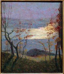 Mattina. Paesaggio autunnale con alberi