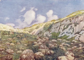 Malta: Valle solitaria, Gozo (litografia a colori)