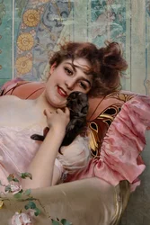Signora con un cagnolino (dettaglio)