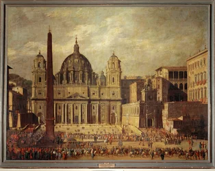 San Pietro a Roma. Facciata prima del restauro (dipinto su tela)