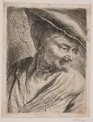 Busto di un uomo che guarda in basso