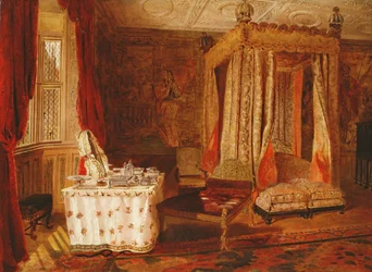 Interno di una camera da letto a Knole, Kent
