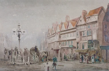 Vista a Est lungo il Lato Sud di Holborn e Stable Inn, Londra, 1860