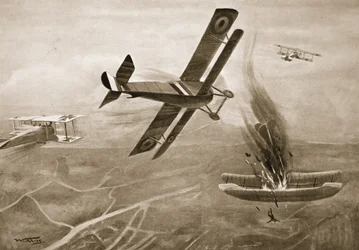 Battaglia aerea del Capitano Hawker con tre aeroplani tedeschi
