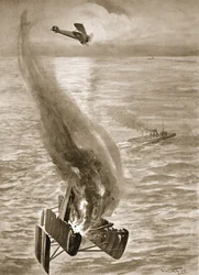 La distruzione di un idrovolante tedesco da parte del tenente di volo Ince al largo della costa belga