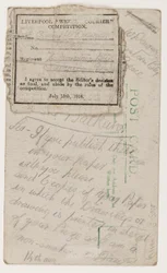 Cartolina al redattore del Liverpool Weekly Courier, 14 agosto 1918