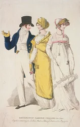 Abiti da giardino di Kensington per giugno, c1810