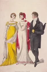 Due donne e un uomo in abito da sera, c1810