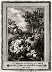 Myrrha, ritirata nel Paese dei Sabei, partorisce Adone