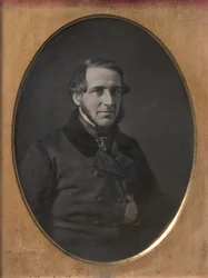 Uomo di Mezza Età con Barba a Cinghia, Mano Nascosta nella Giacca Abbottonata, 1840-50