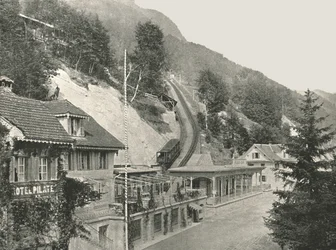 Punto di partenza della Ferrovia del Pilatus, Alpnachstad, Svizzera