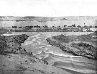 La prima cateratta del Nilo, Assuan, Egitto, 1895