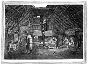 Interno di una casa a Oonalashka