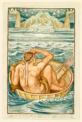 Ercole e Atlante (litografia a colori)