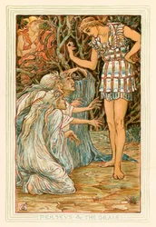 Perseo e le Graie (litografia a colori)