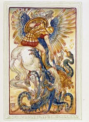 Bellerofonte combatte le chimere - in "A wonder book for girls and boys", ill. di Walter Crane
