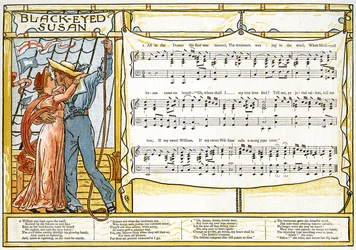 «Black-Eyed Susan», illustrazione di canzone da «Pan-Pipes», A Book of Old Songs, Newly Arranged and with Accompaniments di Theo. Marzials, pubblicato a Londra da George Routledge and Sons, 1884