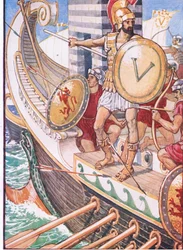 Divenne un bersaglio per ogni freccia (illustrazione da La storia della Grecia, anni 