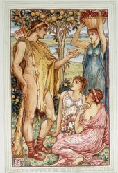 Ercole (Eracle) e le ninfe - in "A wonder book for girls and boys" di Walter Crane