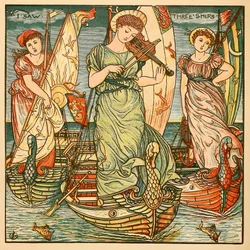 Ho visto tre navi, dal libro di pittura di Walter Crane, pub. 1889 litografia a colori, 1889