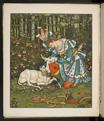 Illustrazione per la storia, la Cerva nel bosco